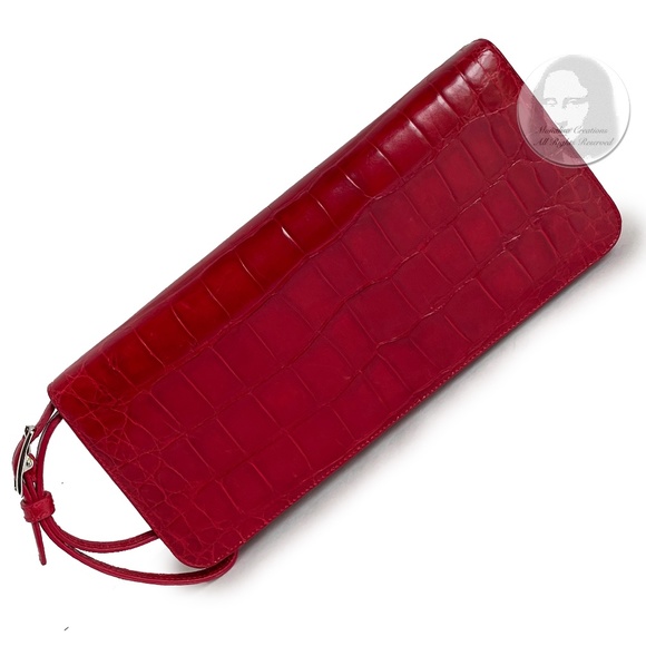 Coach Alligator Clutch Bag #8389 Italy Limited Edition Red Genuine Alligator HTF - Picture 1 of 13